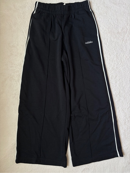 adidas Pants - adidas Black Wide-Leg Track Pants with White Side Stripes Women Size Medium